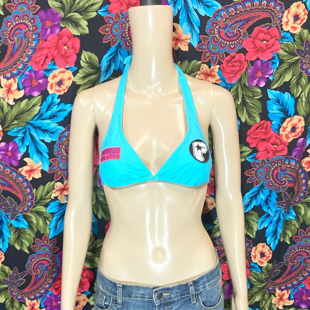 RARE VINTAGE WOMEN'S FAMOUS STARS AND STRAPS BIKINI TOP WOMENS SIZE SMALL &